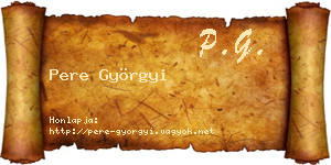Pere Györgyi névjegykártya